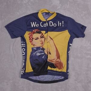 Women's Blue and Yellow Graphic Jersey